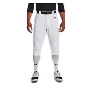Under Armour Mens Size Large UA Knicker Piped Baseball Pants White Blue Trim